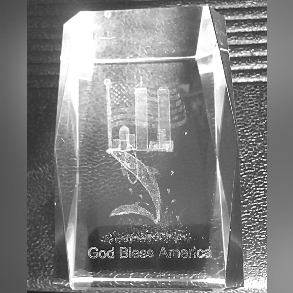 09/11 with Eagle, American Flag, Whale and Dolphin Laser Etched Crystal C…
